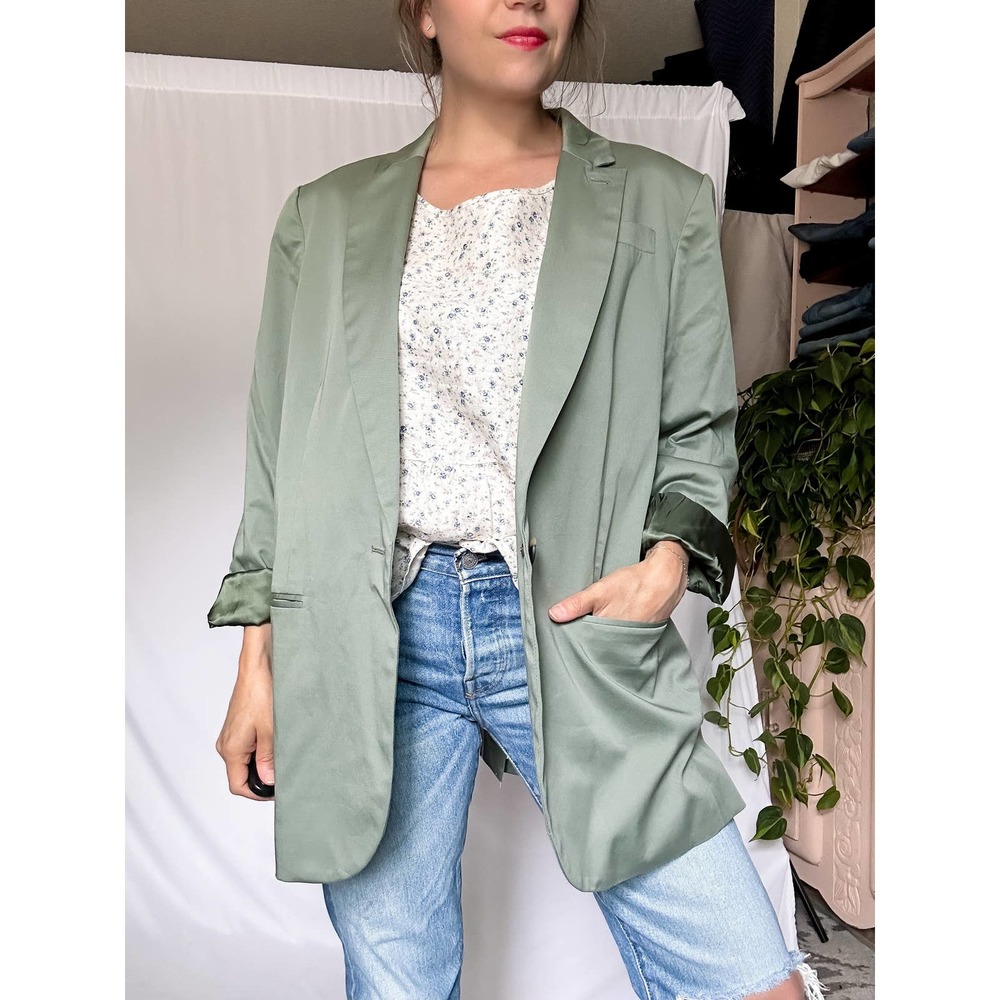 J. Crew Alfie Blazer in Chino Sage Green Cotton Relaxed Fit Blazer (size 14)